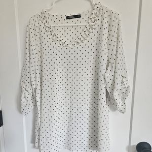 Cure light weight Blouse white with brown and black